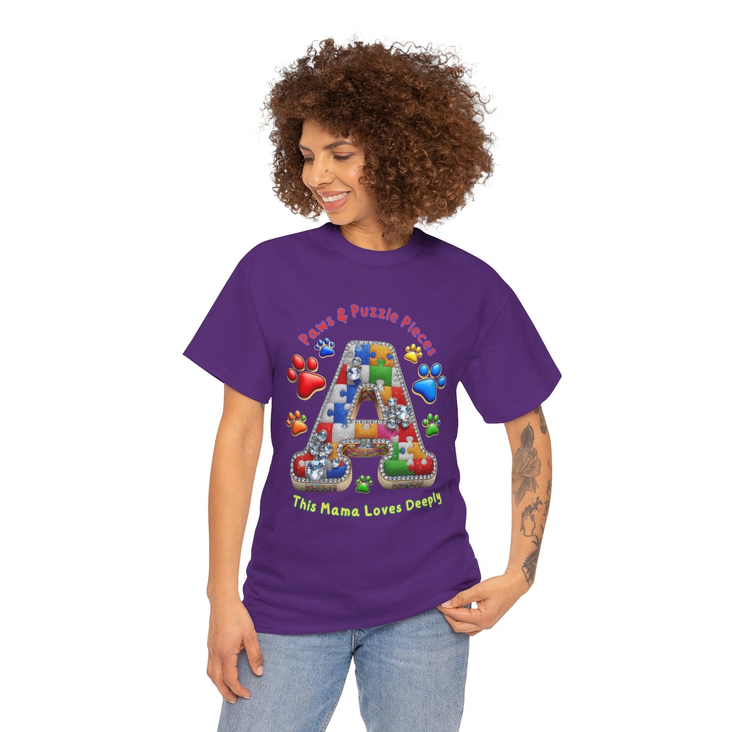 Autism Awareness Tee Paws & Puzzle Pieces