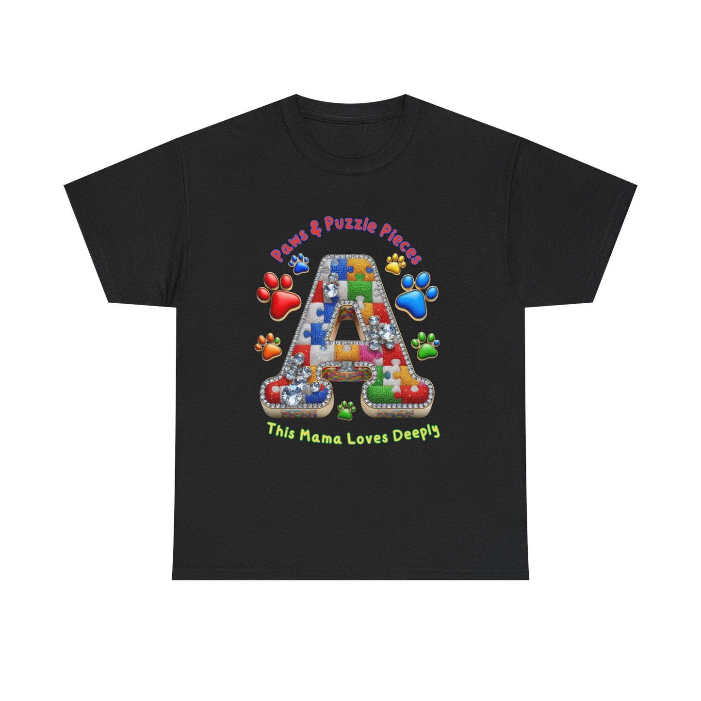 Autism Awareness Tee Paws & Puzzle Pieces