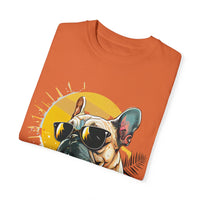 Summer Vibes French Bulldog T-shirt – Unisex Garment-Dyed Tee with Sunglasses Design