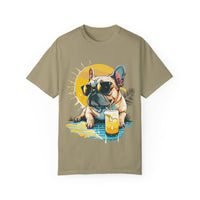 Summer Vibes French Bulldog T-shirt – Unisex Garment-Dyed Tee with Sunglasses Design